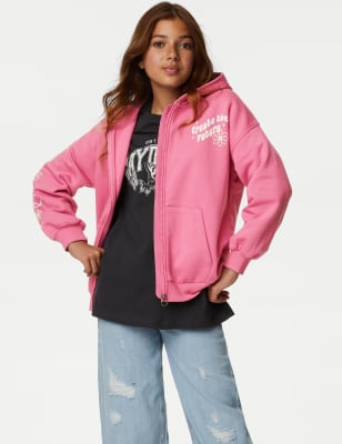 

Girls M&S Collection Cotton Rich Zip Hoodie (6-16 Yrs) - Pink, Pink