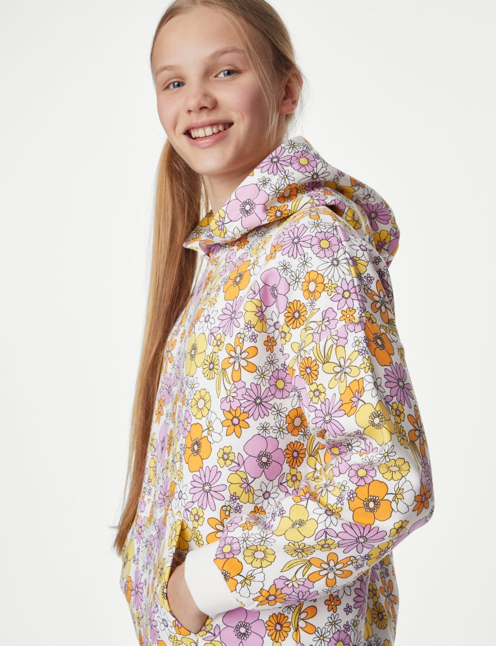Cotton Floral Hoodie (6-16 Yrs) image 3