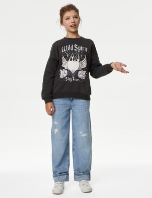 

Girls M&S Collection Cotton Rich Wild Spirit Graphic Sweatshirt (6-16 Yrs) - Charcoal, Charcoal