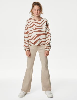 

M&S Collection Sweatshirt mit hohem Baumwollanteil und Tiermuster (6-16 J.) - Brown Mix, Brown Mix