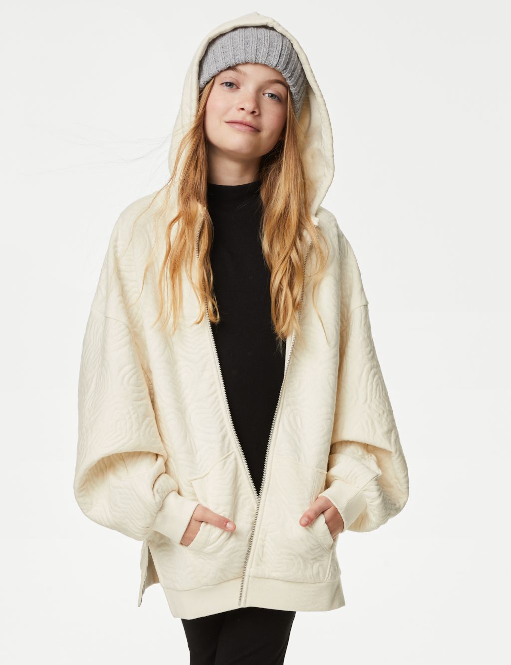 Cotton Rich Quilted Hoodie (6-16 Yrs) image 1