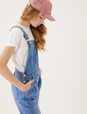 

Girls M&S Collection Denim Pleated Dungarees (6-16 Yrs), Denim