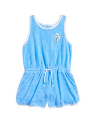 

Girls M&S Collection Cotton Rich Towelling Playsuit (6-16 Yrs) - Blue, Blue