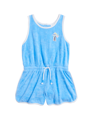 

Girls M&S Collection Cotton Rich Towelling Playsuit (6-16 Yrs) - Blue, Blue