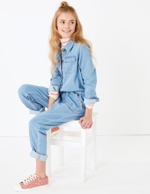 Girls denim store boiler suit