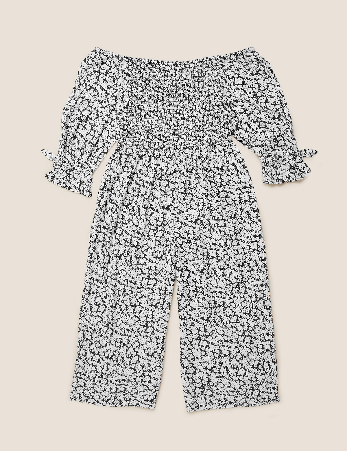 Floral Print Shirred Jumpsuit (6-14 Yrs)