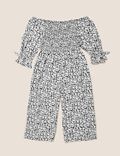 Floral Print Shirred Jumpsuit (6-14 Yrs)