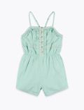 Pure Cotton Broderie Playsuit (6-16 Yrs)