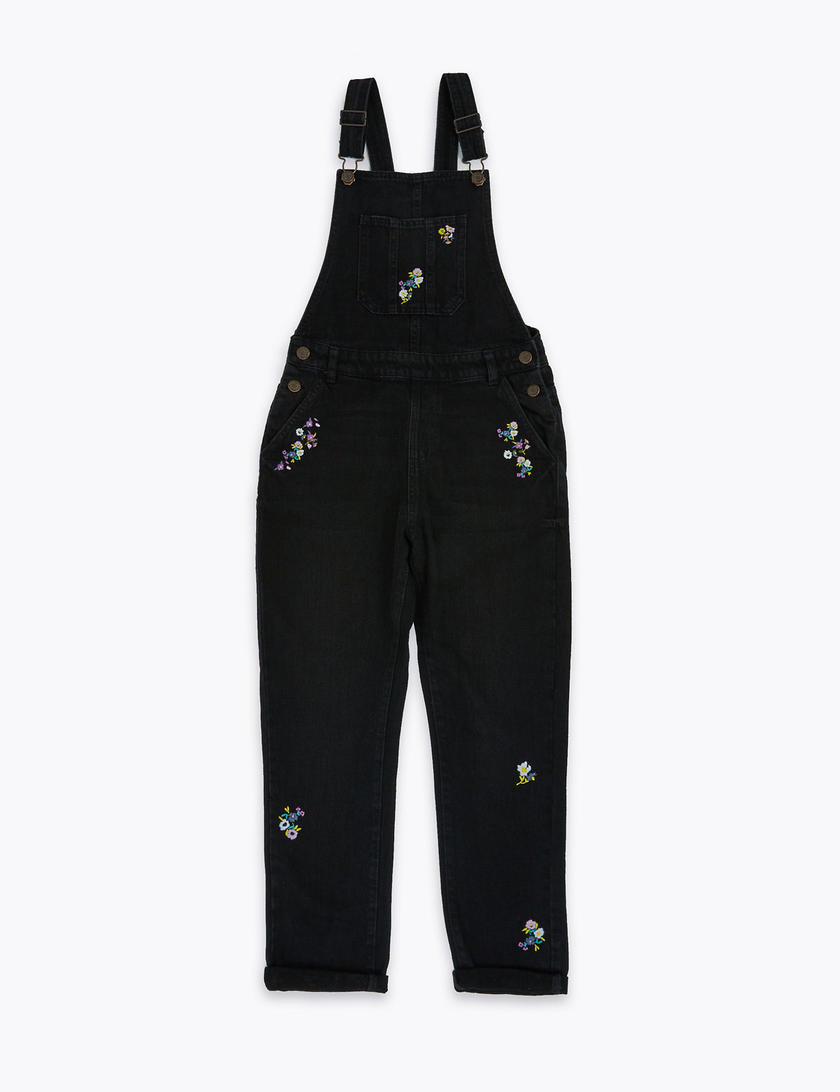 Pure Cotton Denim Embroidered Dungarees (6-16 Yrs)