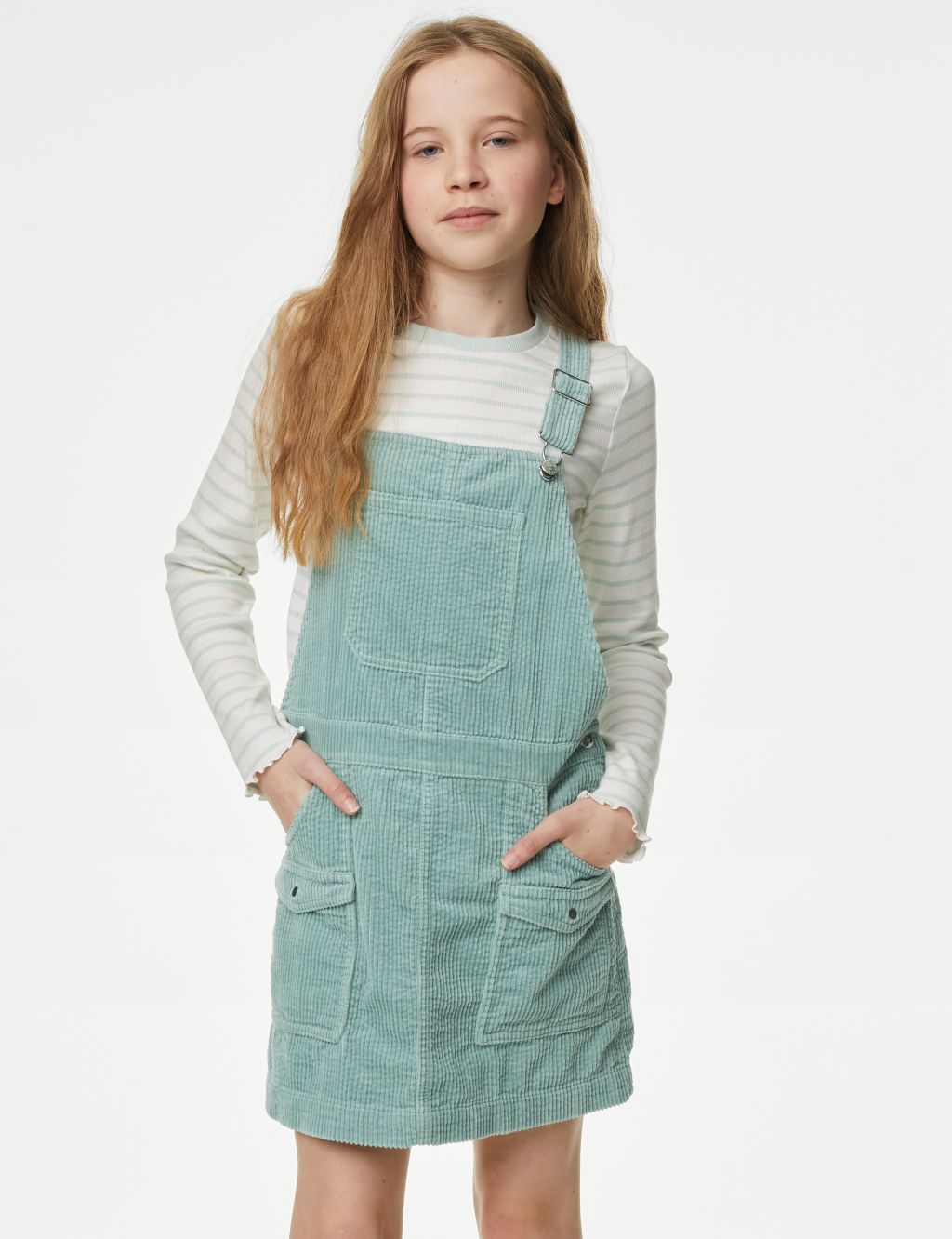 2pc Cotton Rich Striped Pinafore Outfit (6-16 Yrs)