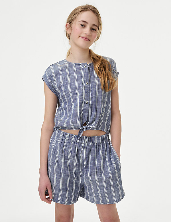 Cotton Rich Striped Playsuit (6-16 Yrs) - ID