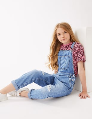 Denim on sale ripped dungarees