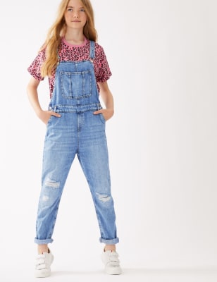 Denim Ripped Dungarees (6-16 Yrs)