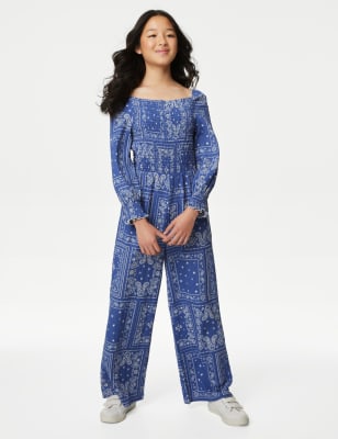 

Girls M&S Collection Bandana Print Jumpsuit (6-16 Yrs) - Blue, Blue