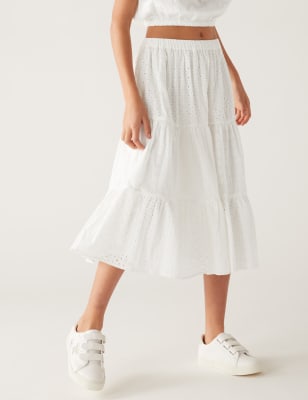 Women Summer Casual Pure Color 100 Cotton Skirt 3