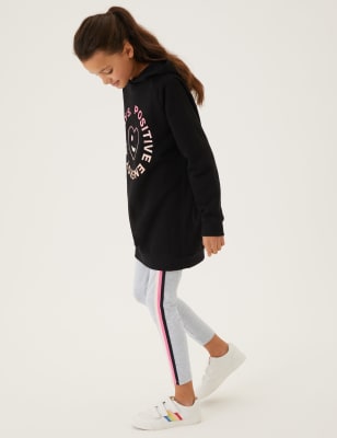 

Girls M&S Collection 2pc Cotton Rich Longline Hoodie and Leggings Set (6-16 Yrs) - Black Mix, Black Mix