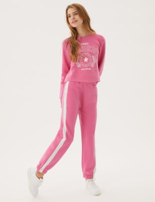 

Girls M&S Collection 2pc Slogan Top & Bottom Outfit (6-16 Yrs) - Pink Mix, Pink Mix