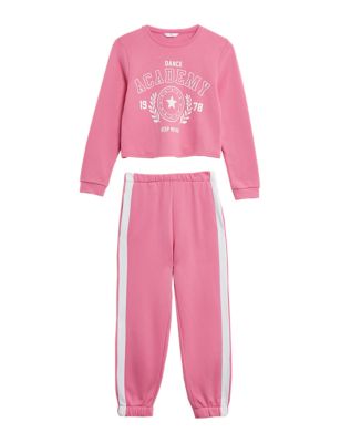 M&S Girls 2pc Slogan Top & Bottom Outfit (6-16 Yrs)