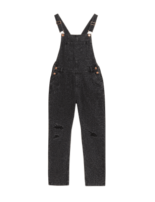 

M&S Collection Denim-Latzhose aus reiner Baumwollcord mit Leopardendruck (6-16 Jahre) - Black Denim, Black Denim