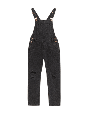 

Girls M&S Collection Pure Cotton Denim Leopard Print Dungarees (6-16 Yrs) - Black Denim, Black Denim