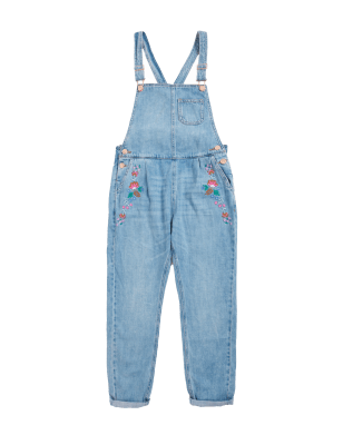 

M&S Collection Petos denim florales con bordado (6-16 años), Denim