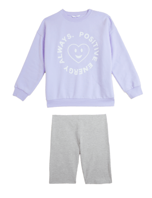 

Girls M&S Collection Cotton Rich Slogan Top & Bottom Outfit (6-16 Yrs) - Multi, Multi