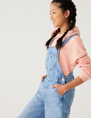 Wide Leg Denim Dungarees