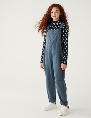 

Girls M&S Collection Cotton Blend Dungarees (6-16 Yrs) - Blue, Blue