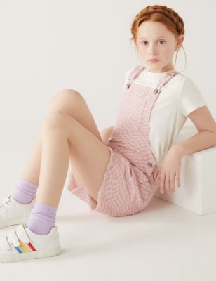 

M&S Collection Denim-Latzhose mit Schachbrettmuster (6-16 J.) - Pink Mix, Pink Mix