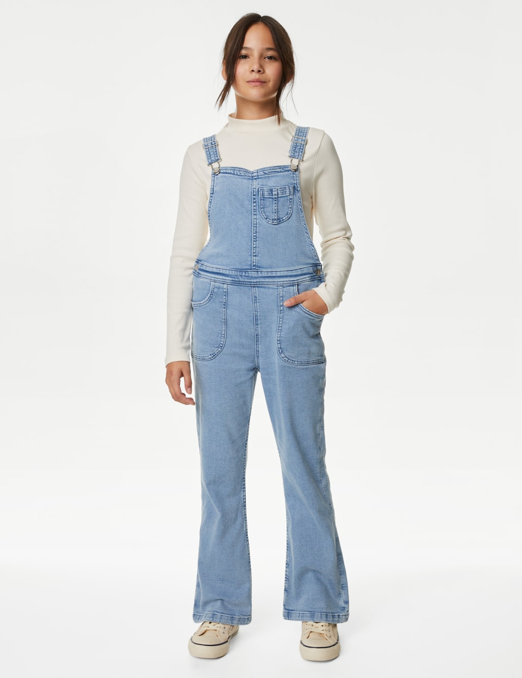 Denim Flared Dungarees (6-16 Yrs) image 1