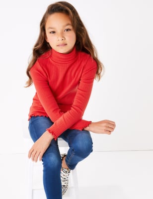 Top en coton &agrave; col roul&eacute; (du 3 au 16&nbsp;ans)