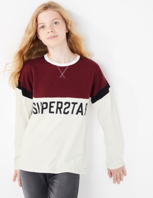 Top en coton avec texte &laquo;&nbsp;Superstar&nbsp;&raquo; (du 3 au 16&nbsp;ans)