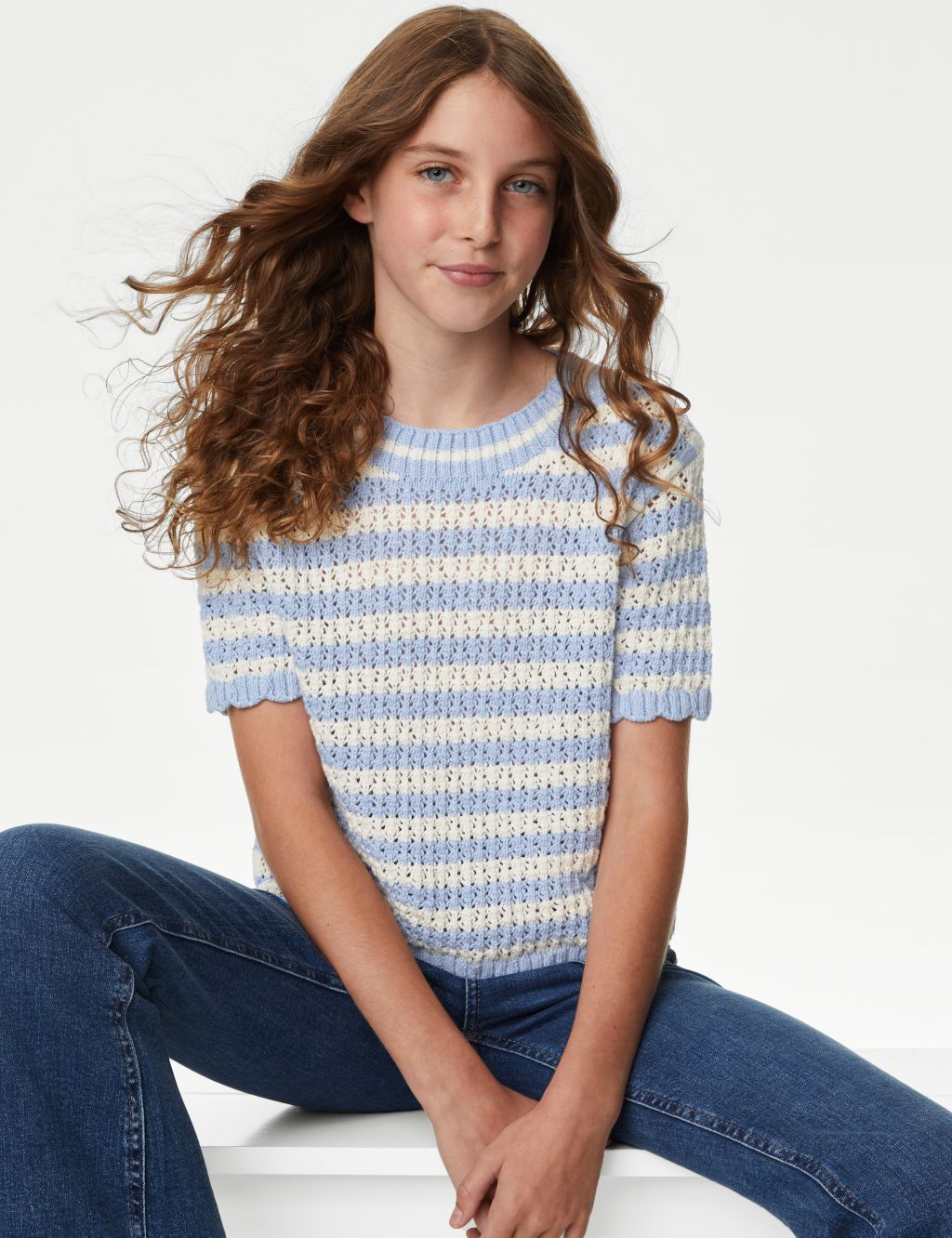 Cotton Rich Striped Knitted Jumper (6-16 Yrs) image 1