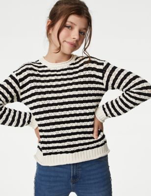 Mini Me Cotton Rich Knitted Striped Jumper (6-16 Yrs)