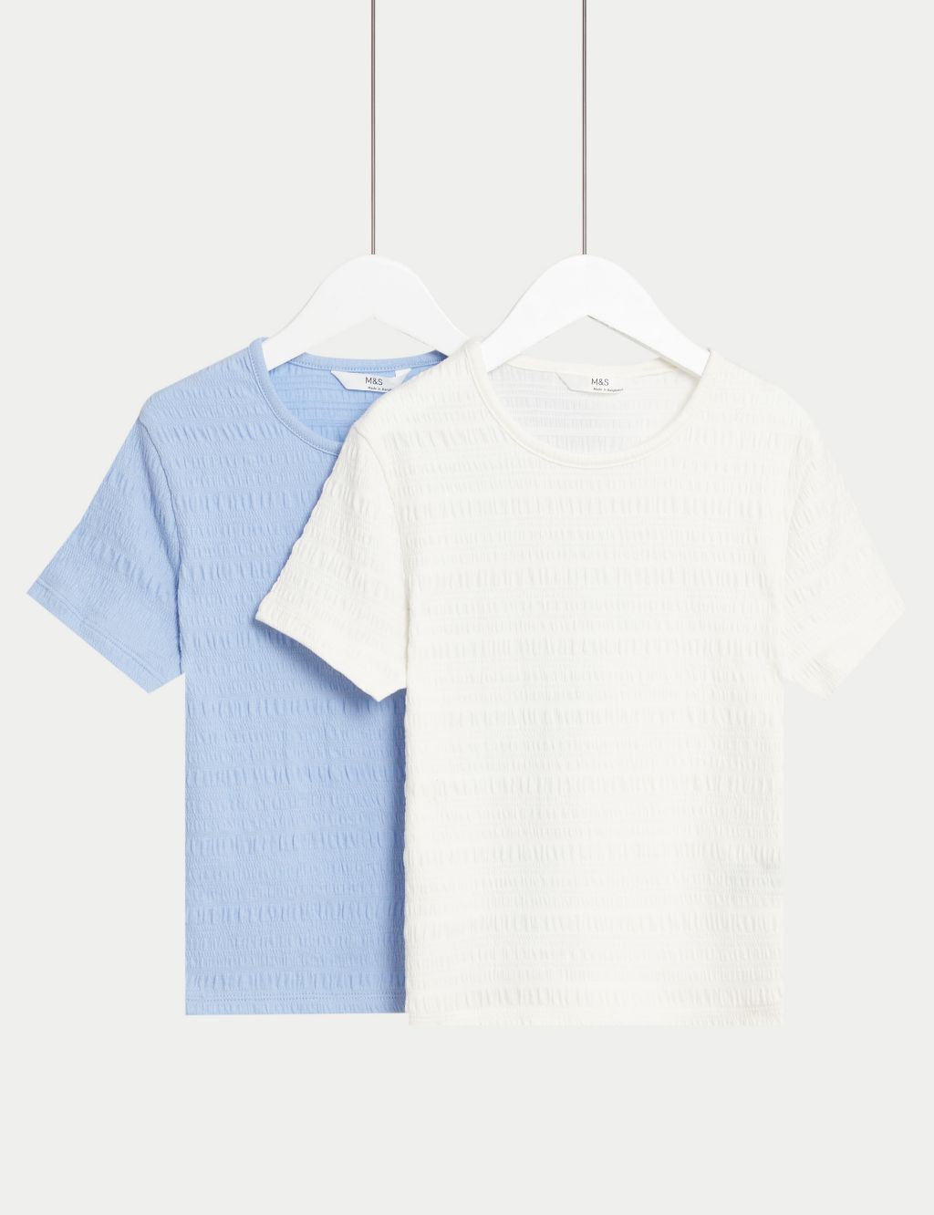 2pk Cotton Rich Textured T-Shirts (6-16 Yrs)