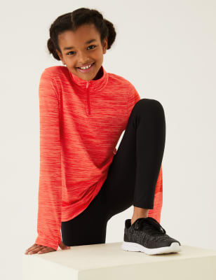 

Girls GOODMOVE Half Zip Sports Top (6-16 Yrs) - Bright Coral, Bright Coral