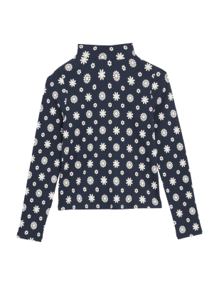 

Girls M&S Collection Cotton Rich Floral Top (6-16 Yrs) - Navy, Navy