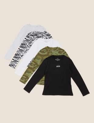 

M&S Collection 5er-Pack gemusterte Oberteile aus reiner Baumwolle (6-16 Jahre) - Multi, Multi