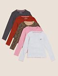 5pk Cotton Rich Patterned Top (6-16 Yrs)