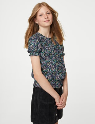 

Girls M&S Collection Floral Blouse Top (6-16 Yrs) - Blue Mix, Blue Mix