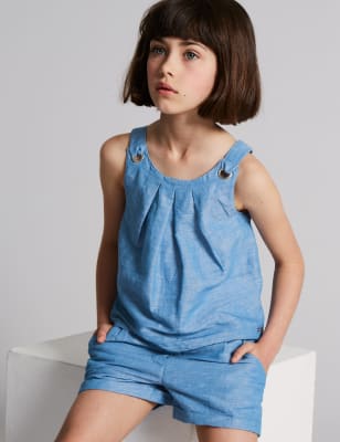 Linen Blend Chambray Top (3-16 Years)