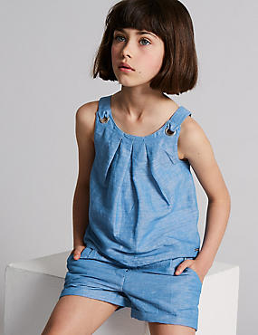 Linen Blend Chambray Top (3-16 Years)