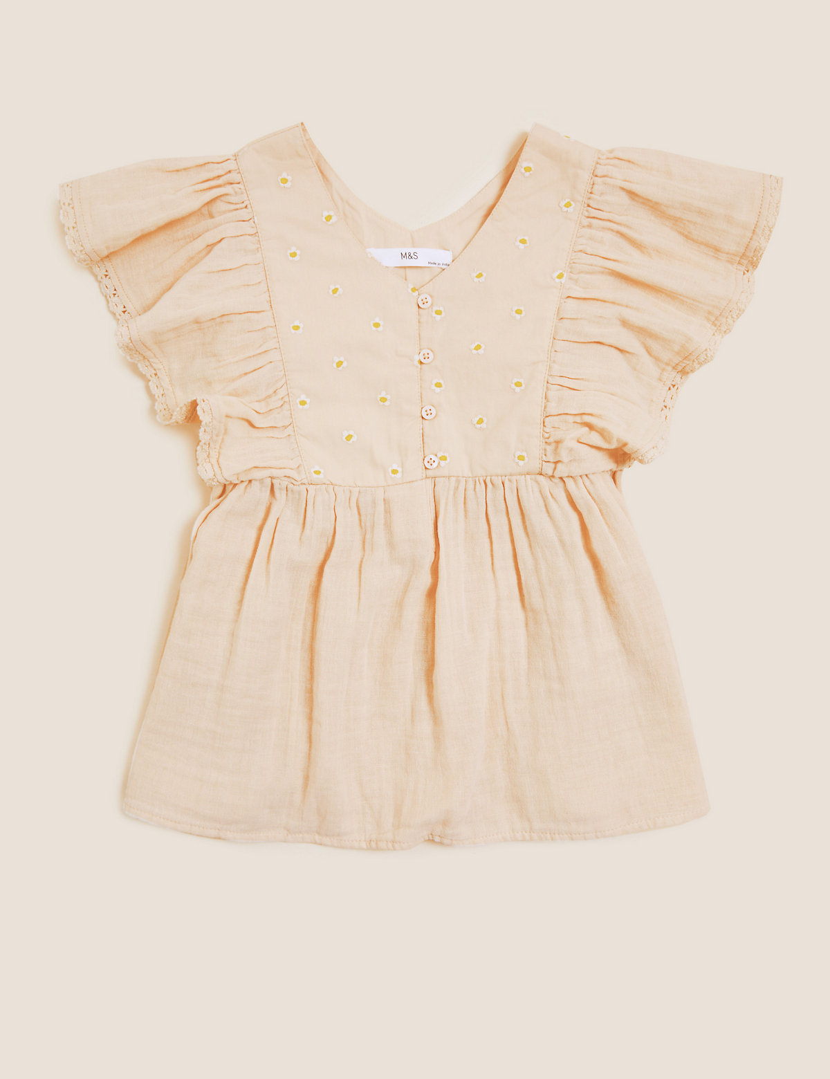 Pure Cotton Broderie Blouse (6-16 Yrs)