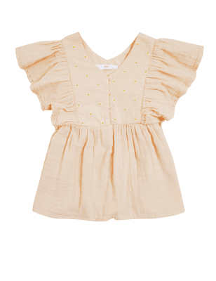 

Girls M&S Collection Pure Cotton Broderie Blouse (6-16 Yrs) - Pink, Pink