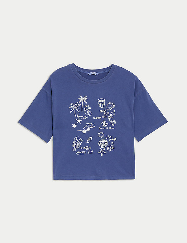 Pure Cotton Beach Club Print T-Shirt (6-16 Yrs) - OM