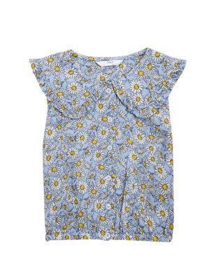 

Girls M&S Collection Pure Cotton Daisy Print Shirt (6-16 Yrs) - Blue Mix, Blue Mix