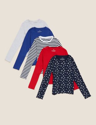 5pk Cotton Rich Patterned Tops (6-16 Yrs) - SK