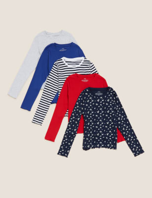 

M&S Collection Pack de 5 tops de algodón estampados (6-16 años) - Multi, Multi