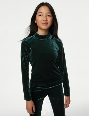 

Girls M&S Collection Velvet Top (6-16 Yrs) - Green, Green