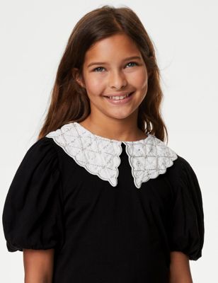 

Girls M&S Collection Pure Cotton Embellished Collar Top (6-16 Yrs) - Black, Black